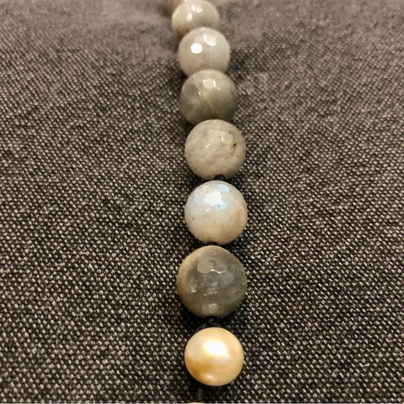 Love Heals Labradorite & Pearl Locket Mala Necklace - Picture 7 of 7